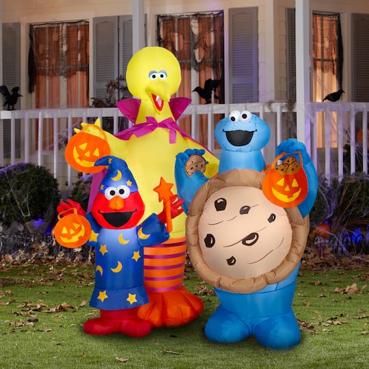 5ft. Ariblown® Inflatable Sesame Street Halloween Scene with Elmo, Big Bird & Cookie Monster Lighted Décor